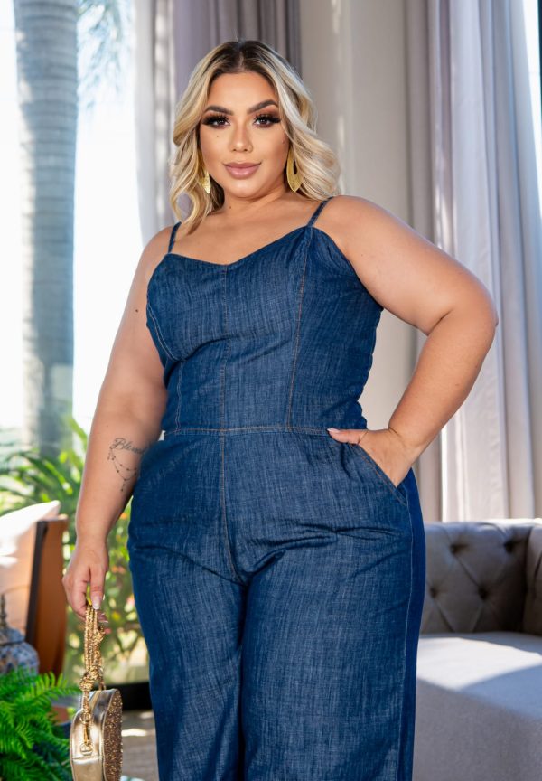 MACACÃO JEANS PLUS ESCURA
