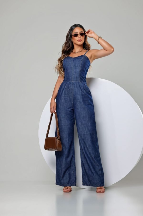 MACACÃO JEANS SLIM ESCURA