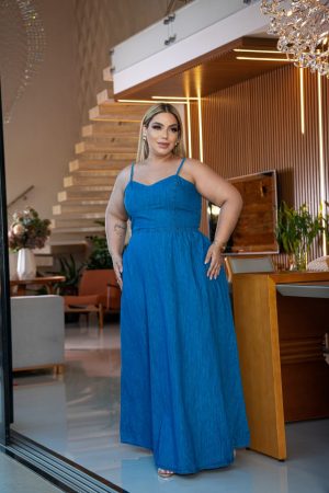 VESTIDO DE ALÇA LONGO PLUS CLARO