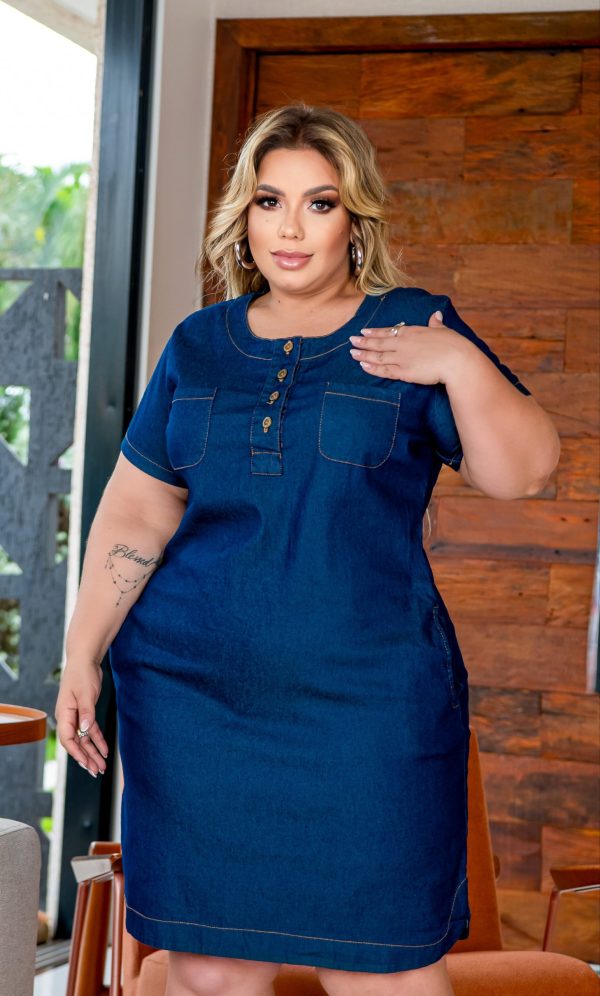 VESTIDO DE BOLSO JEANS PLUS ESCURA - Imagem 3