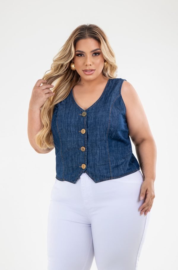COLETE JEANS PLUS ESCURO - Imagem 2