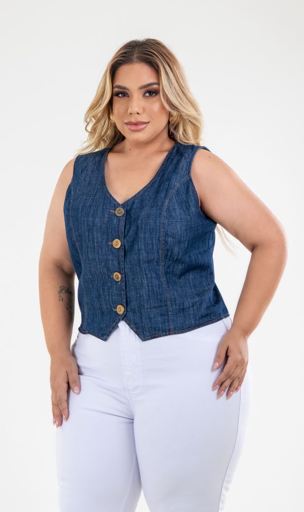 COLETE JEANS PLUS ESCURO - Imagem 3