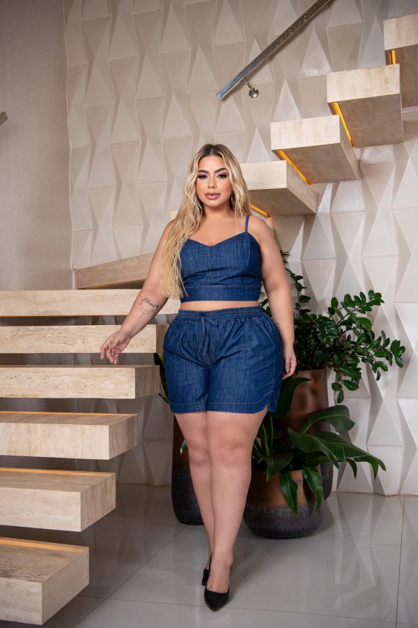 CONJUNTO CROPPED E SHORT PLUS ESCURO - Imagem 3