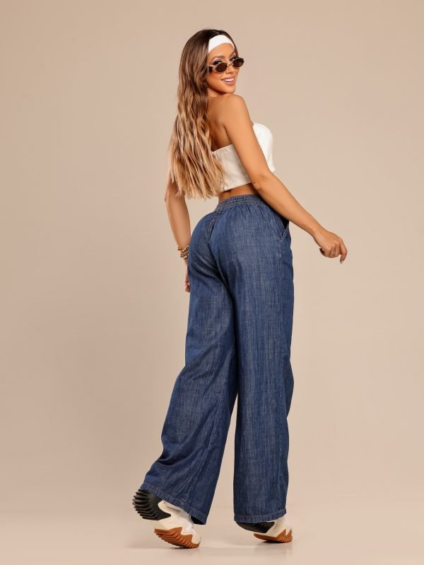 CALÇA PANTALONA JEANS SLIM ESCURA - Imagem 3