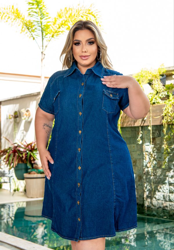 VESTIDO CHEMISE JEANS PLUS ESCURO - Imagem 2